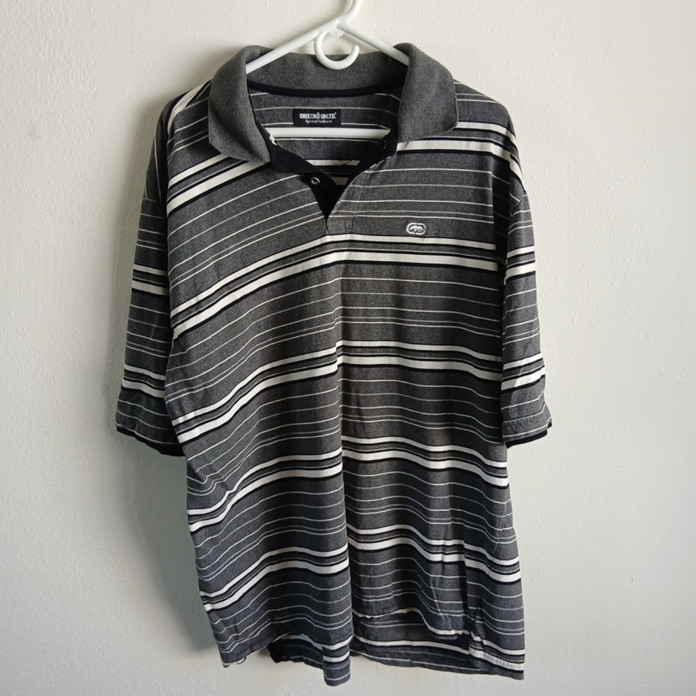 Ecko Unlimited Polo Shirt Mens Black White Streetwear XL
